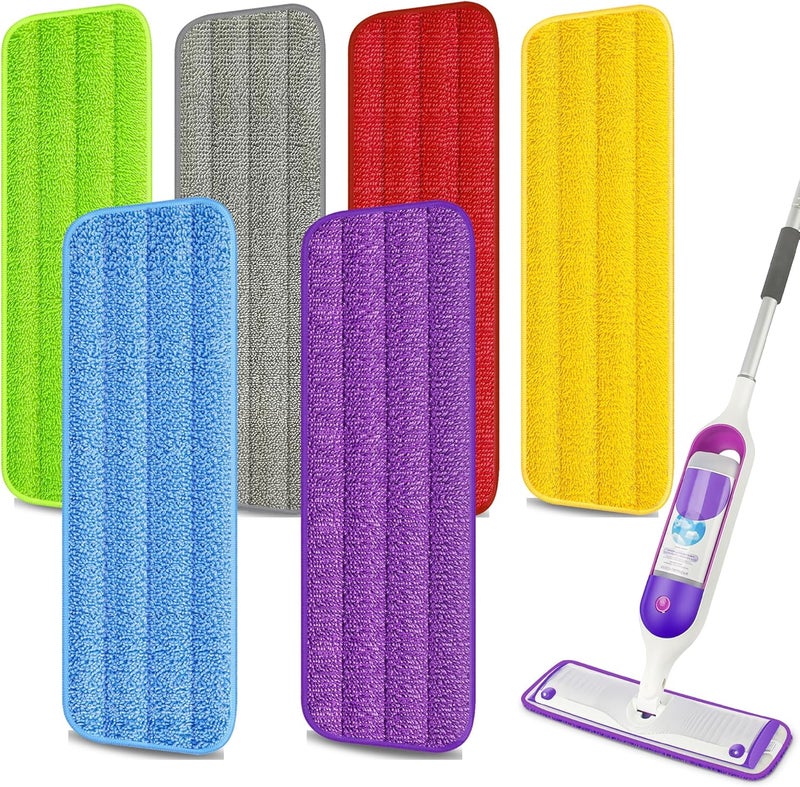 EXEGO 6 قطع من وسادات الممسحة الدقيقة القابلة لإعادة الاستخدام لـ Swiffer PowerMop - إعادة تعبئة وسادات الممسحة القوية لممسحة الرش من 13 ''-15 ''، وسادات ممسحة الأرضيات الخشبية القابلة للغسل في الآلة لتنظيف الأرضيات متعددة الأسطح - Image 1